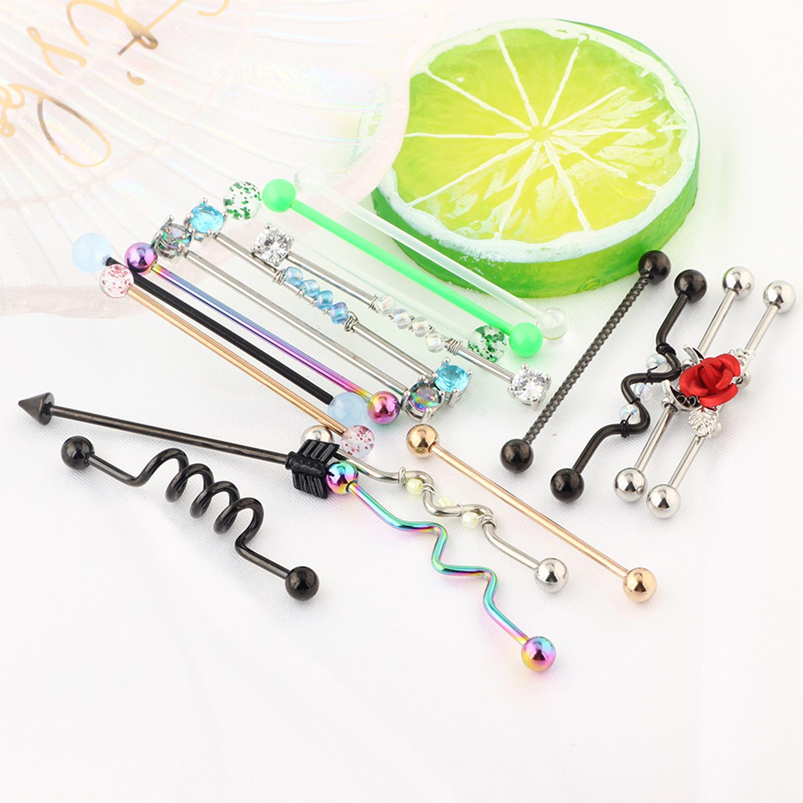 

18 штук Промышленная штанга Серьга Пирсинг Тело Достаточно безопасный