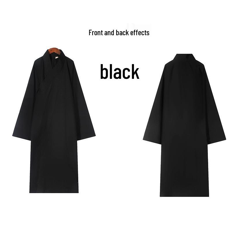 Taoist Long Robe with Slanted Placket, Three Purities Collar, Frog Buttons, Tai Chi Suit, Complete with Ten Direction Shoes and Zhuangzi Scarf