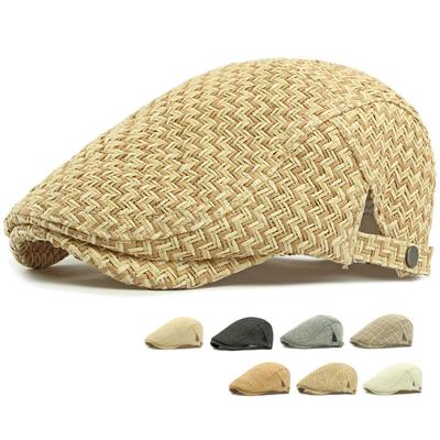 HT4831 Mens Berets Women Spring Summer Sun Cap Breathable Straw Beret Hat Male Female Adjustable Ivy Flat Cap Vintage Beret Caps