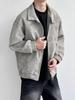 Men's Trendy American Style Leather Bomber Jacket - Loose Fit, Lapel Short Motorcycle Design for Autumn