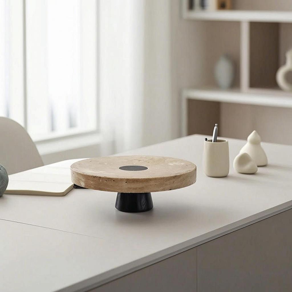 Travertine Stone Platter Versatile Serving Bowl Elevated for Sideboard, Hosts