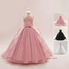 Girls' Mesh Bow Dress with Flutter Sleeves - Fashionable Catwalk Style