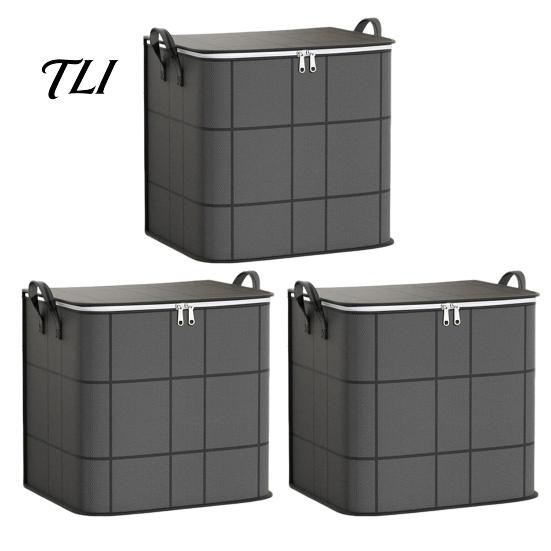 Home Storage Bags for Toys Moving Bin with Reinforced Handles And Zipper, Extra Large Capacity Supplies Linens Non-woven Fabric Organizer, Foldable