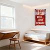 Vintage BEWARE Metal Tin Sign Rustic Warning Wall Plaque Home Bar Cafe Man Cave Decor with Blue Paint Splatters & Rust Stains