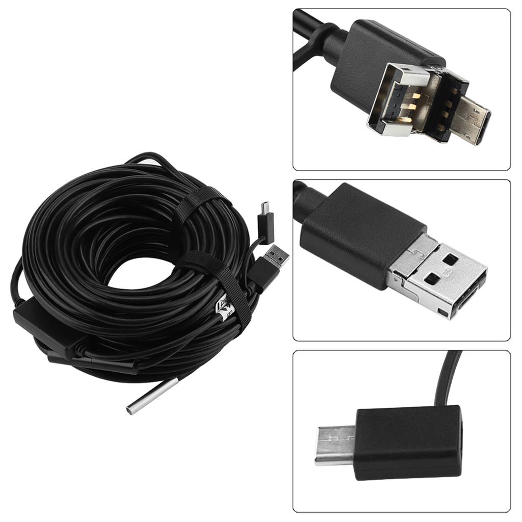 20-Meter 5.5mm USB Endoscope with 720P Water Proof Camera for Pipe Car Inspection USB Inspection Camera Flexible Endoscope