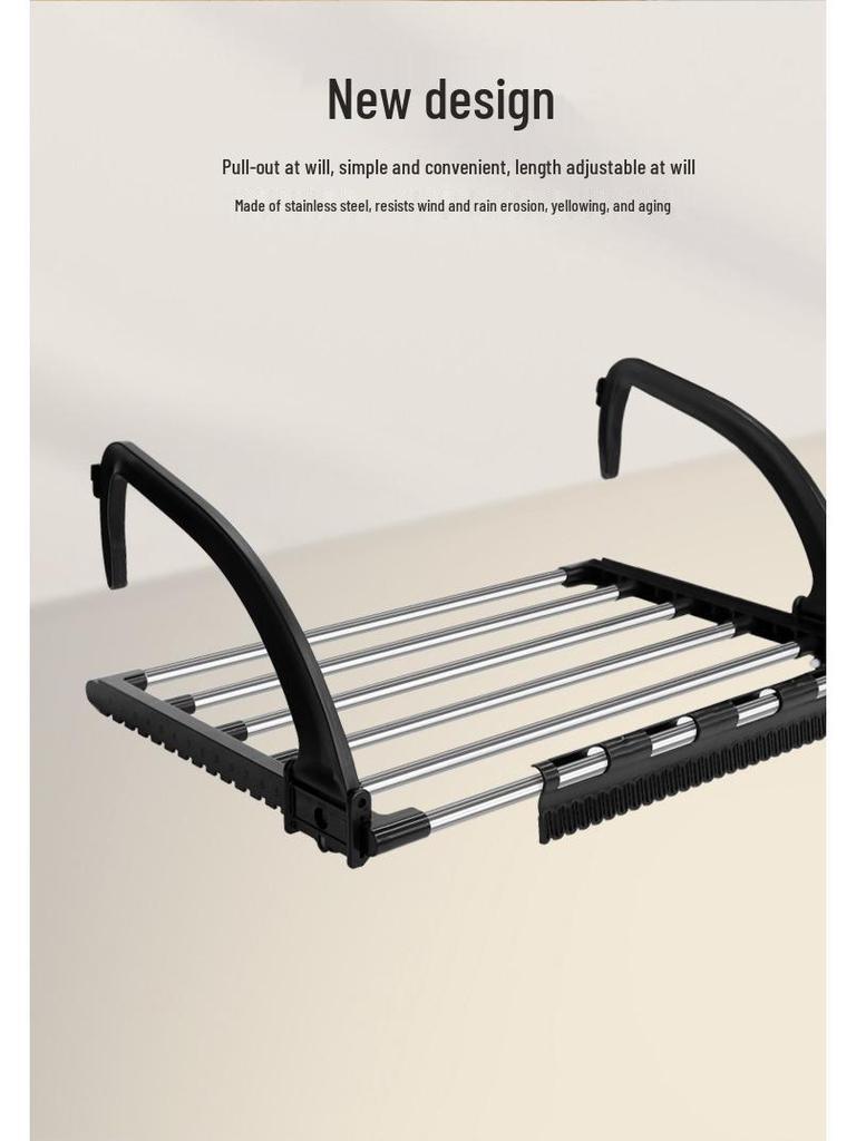 Foldable Stainless Steel Clothes Drying Rack: Durable, Retractable Hanging Pole for Balcony or Window Use