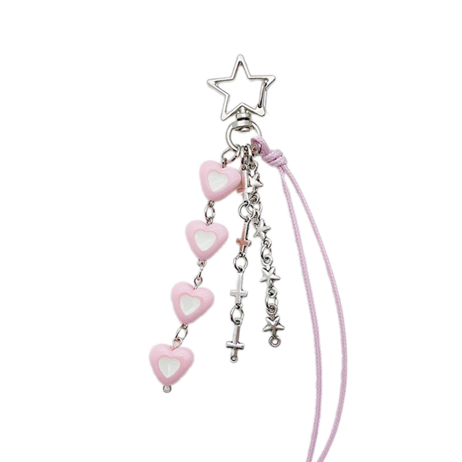 

Подвеска на сумку для телефона, модная подвеска на сумку, чехол для наушников, подвеска в виде сердца, украшение для ключей, подходит для телефона и сумки розовый