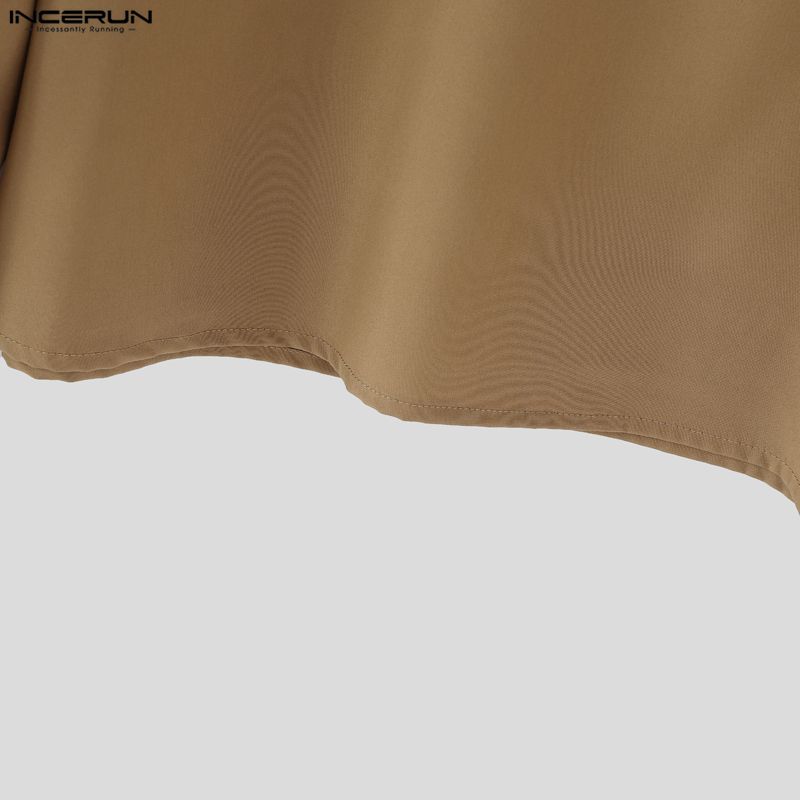 INCERUN Two Pieces Men Sailor Collar Long Sleeve Shirts Long Wide Legs Pants Sets Outfits