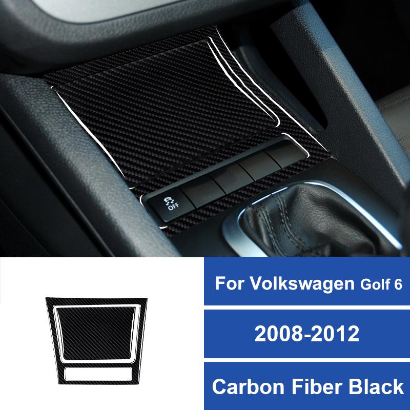 Real Carbon Fiber Car Center Control Ashtray Box Panel Decoration Sticker For Volkswagen Golf 6 2008-2012 Interior Accessories