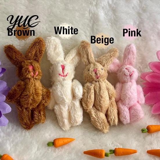 Small Animal Figurine with Tin Box Little Pocket Bunny Plush Toy in Box, Mini Stuffed Rabbit Cute Desktop Ornament for Kids Accessories, Portable