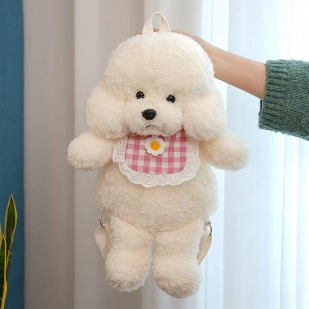 New Plush Teddy Dog Backpacks Kawaii Brown Khaki Student Schoolbags Cute Animals Poodle Shape Shoulders Bag Girls Fashion