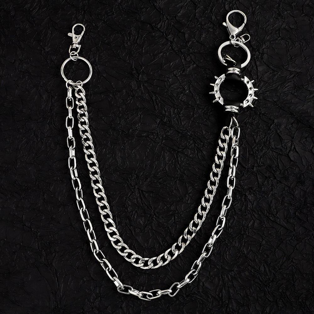 Lanț hiphop în talie în straturi, pantaloni, brelocuri gotice, lanț pentru pantaloni retro, pentru Egirl eBoy