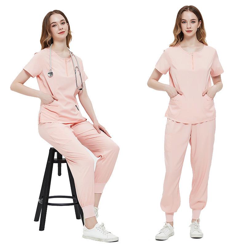 Cross-Border Quick-Dry Nurse Uniform: Summer Short-Sleeved Set with Elastic Handwashing Clothes