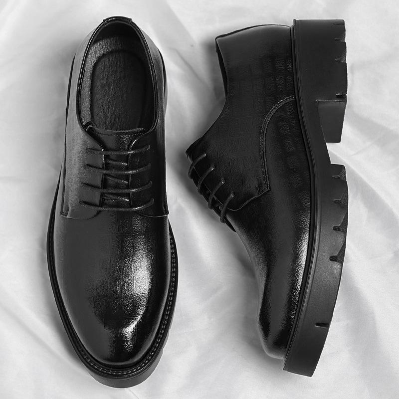 Neue Luxus Herren Brogues Leder Schuhe mit Absatz Männer Größenerhöhung Einlegesohle 8cm/10cm Schwarz Formell Business Hochzeit Arbeit Herrenschuhe