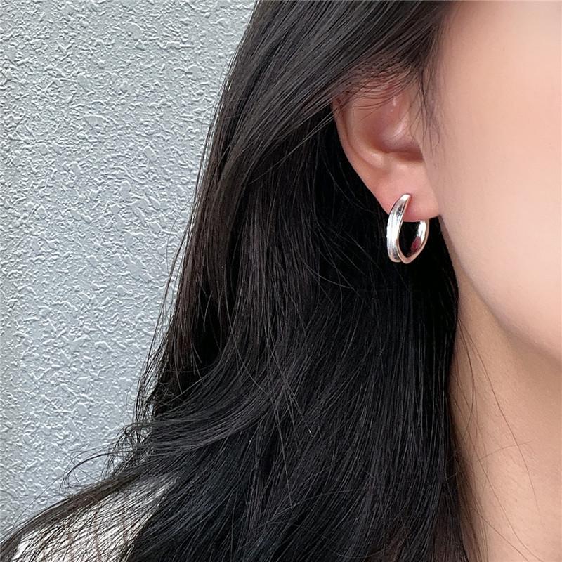 Korean Style Retro C-Shaped S925 Sterling Silver Earrings