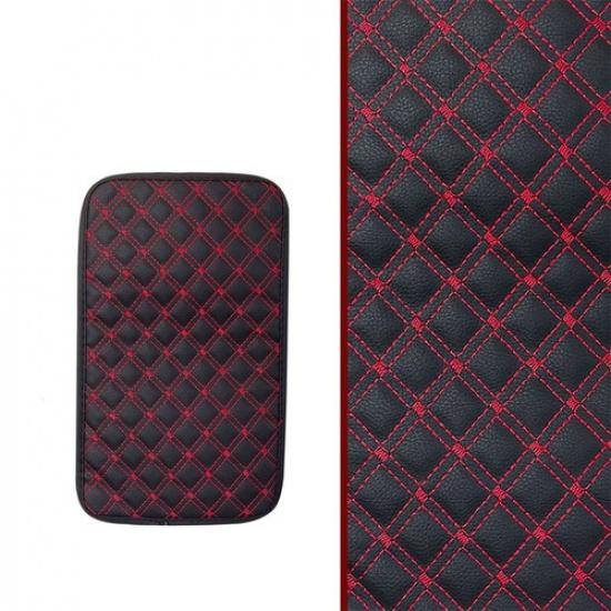 Quilted Embroidery PU Leather Car Armrest Box Cover Pad Center Console Protector