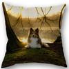 New Custom Dog Sheltie Pillowcase Cotton Linen Fabric Square Zipper Pillowcase 45X45cm Wedding Decorative Pillow Cover