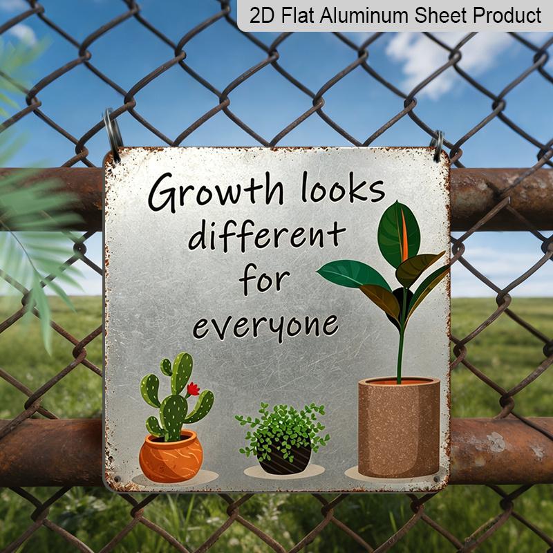 

2D Flat, 1pc Vintage Growth Looks Different for Everyone Metal Wall Plaque - Retro Tin Plaque with Development Quote, Suitable for Home, Office 20*20cm