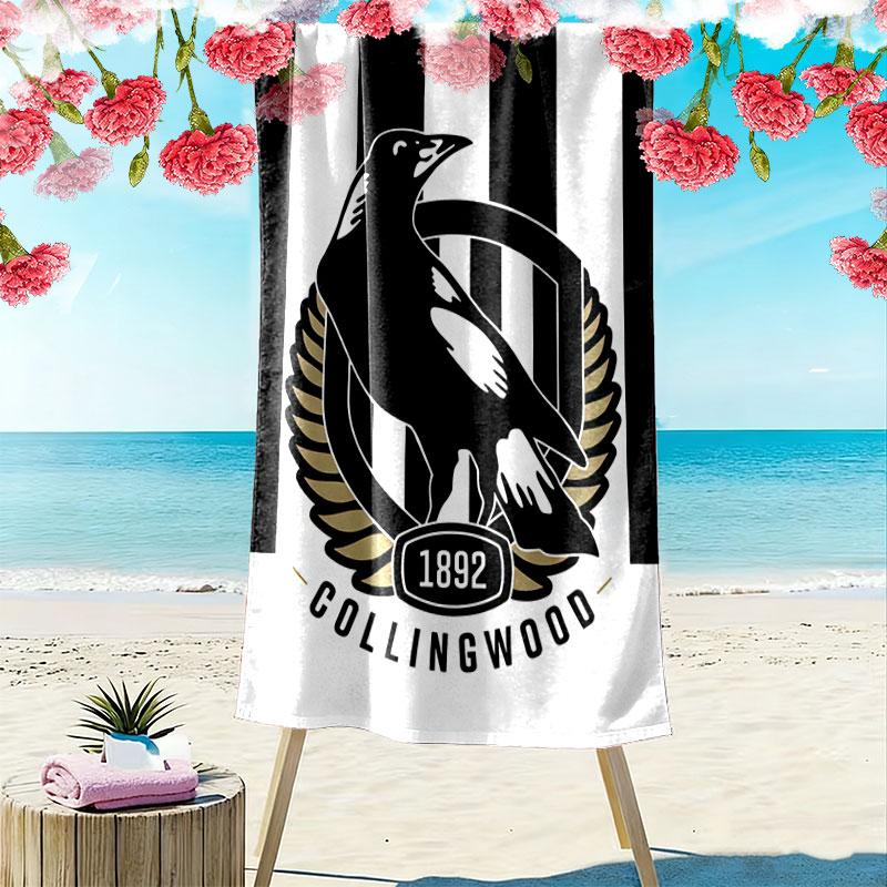 Collingwood Warriors Print Beach Towel, Large Soft Quick Dry Towel for Beach Camping Swimming
