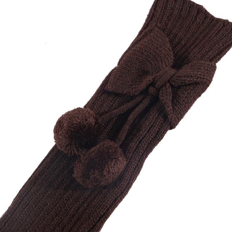 Kvinner Jenter Mote Strikkede Leggvarmere Kabelstrikk Fotløse Bootsokker Vinter Kawaii Benvarmere med Dusker