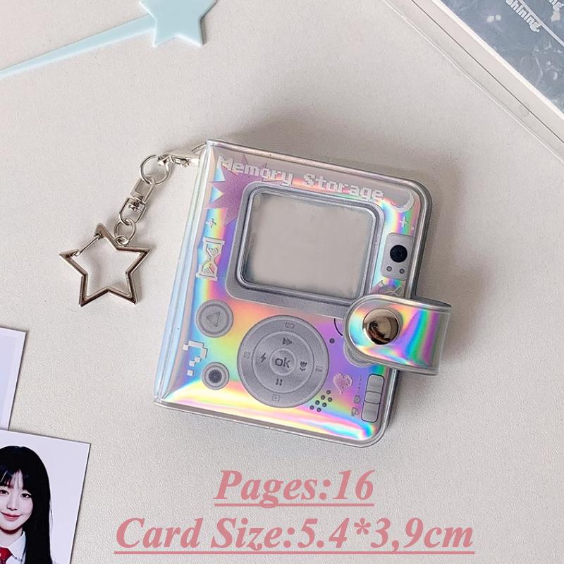 

Ретро Камера Мини Фотоальбом Стильный Лазерный 2-дюймовый Альбом для Карточек с Брелоком Стиль Y2K Кпоп Книги для Фотокарточек Женская Подвеска 2025