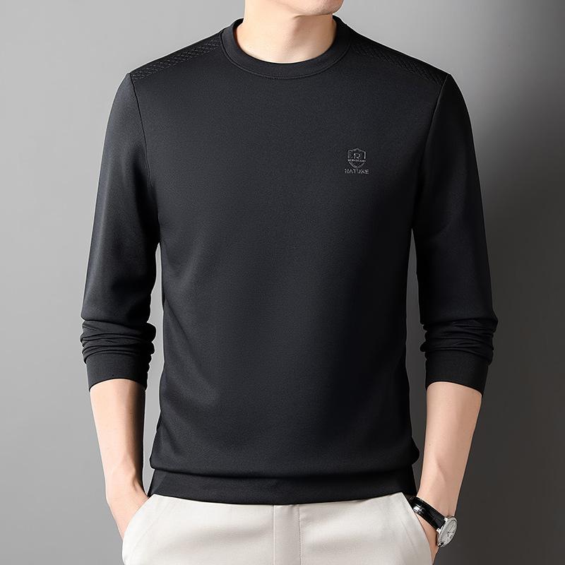 

Мужские толстовки с длинными рукавами, с круглым вырезом, осенний новый стиль, повседневные свободные рубашки для молодежи и среднего возраста, тонкие футболки, длинные XXXXL