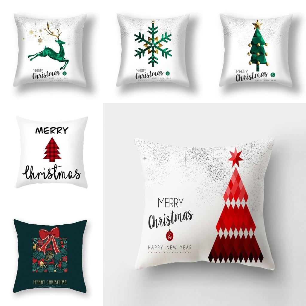 Merry Christmas Cushion Cover Xmas Home Sofa Throw Pillow Case Printing Garnish