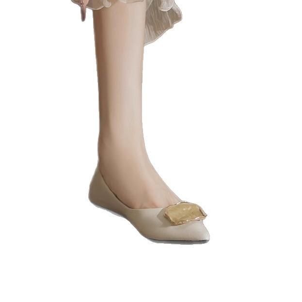 2025 Spring and Autumn New Xiaoxiangfeng Single Shoes Comfortable Soft-soled Pointed Shallow Mouth Flat-soled Women's Shoes