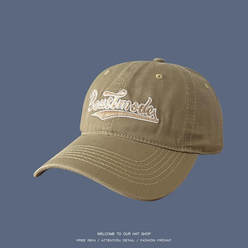 Original self-made letter embroidered soft-top baseball cap men's and women's four-season versatile soft-top cap showing a small face