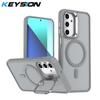 KEYSION Lens Stand Magnetic Phone Case for MagSafe for Samsung Galaxy A55 5G A35 A25 A15 A05S Matte Translucent Shockproof Cover
