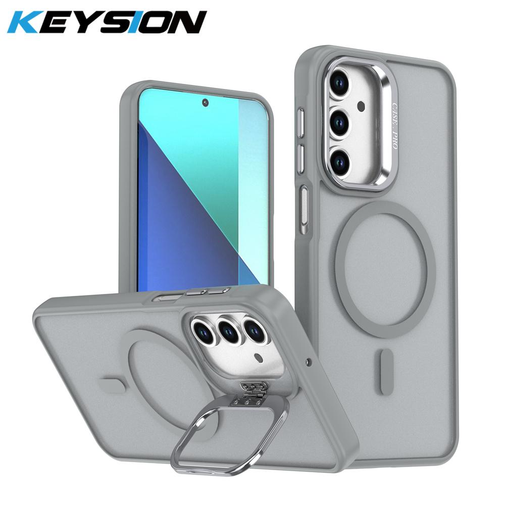 KEYSION Lens Stand Magnetic Phone Case for MagSafe for Samsung Galaxy A55 5G A35 A25 A15 A05S Matte Translucent Shockproof Cover