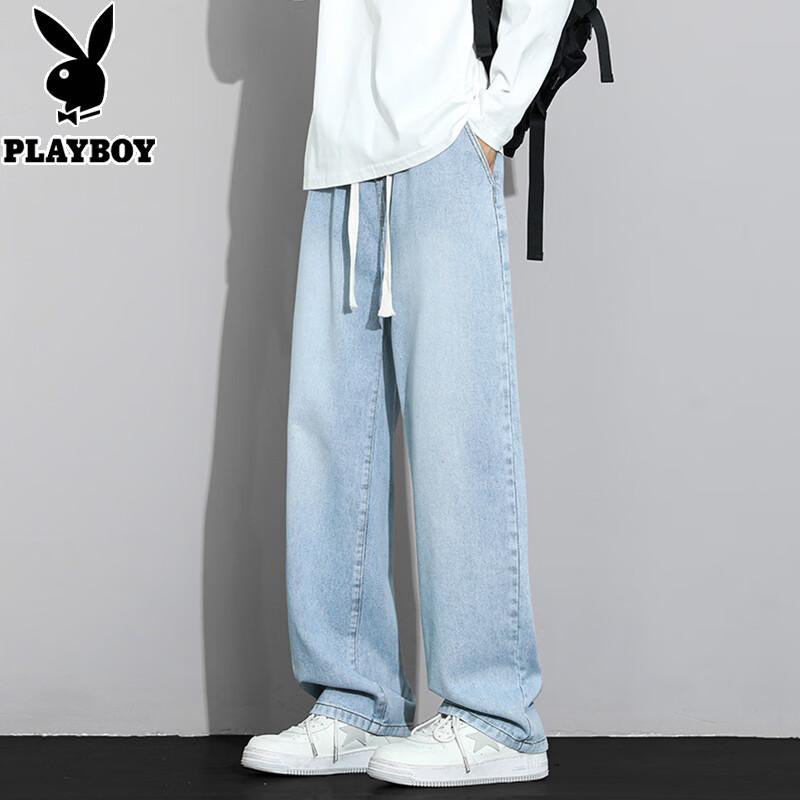 PLAYBOY Men s Loose Straight Leg Light Wash Jeans S