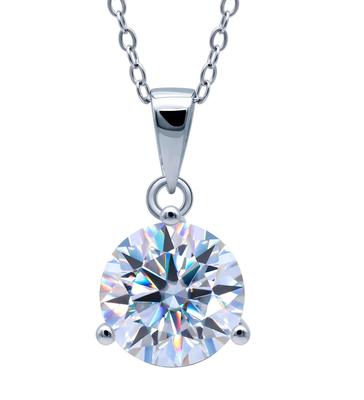 Colar 3ct Zircônia Brilho Forte Único Grande Prata 925 Corrente Colar com Pingente Comprimento Ajustável Grande 3 Quilates Cúbico [Rqusvichla] Semelhante a Diamante