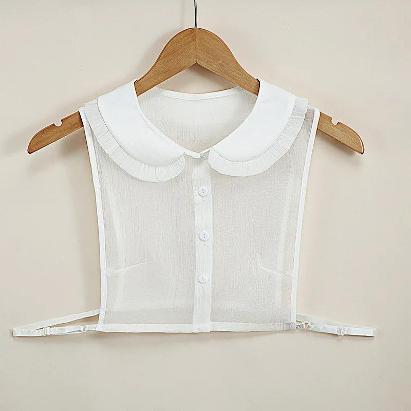 Fashion White Button Fake Collar for Women Shirt Blouse Detachable Shirt False Collar Blouse Top Sweater Clothes Shirt Decor