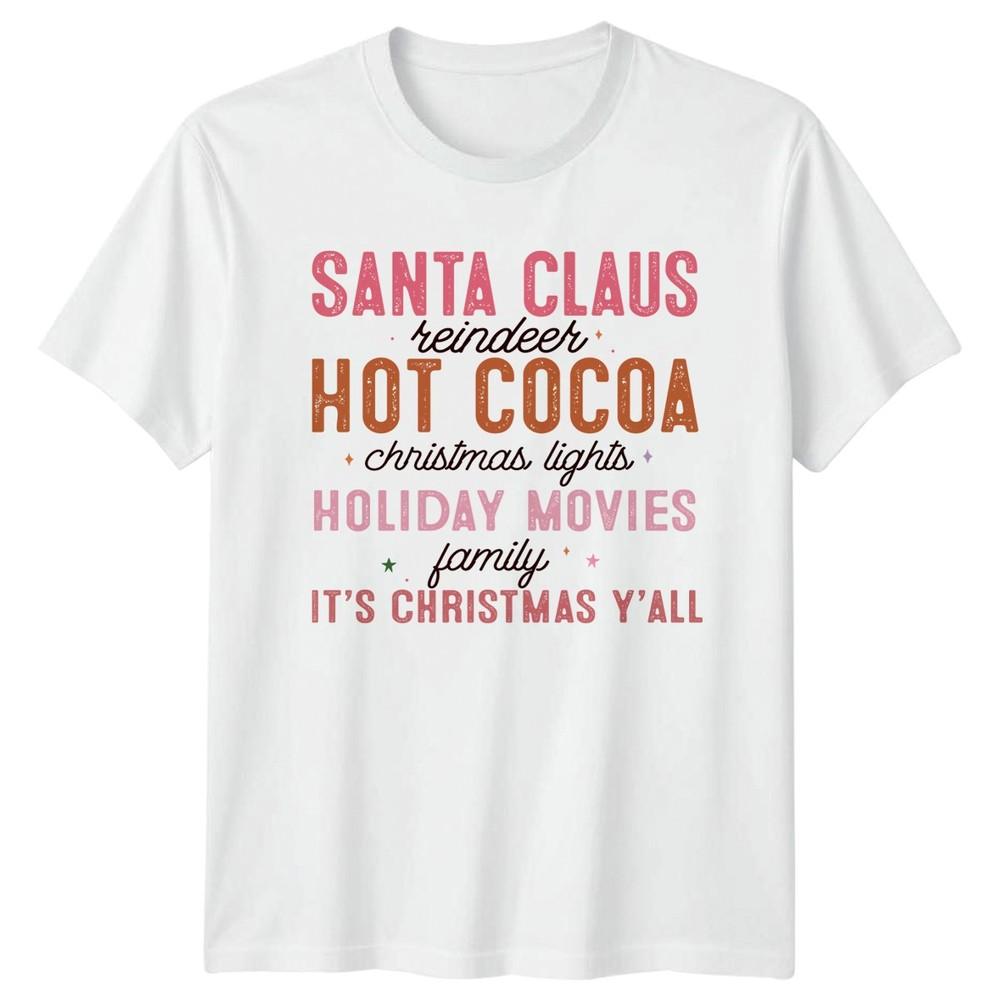 Christmas Holidays Santa Claus Reindeer Hot Cocoa Unisexs Unisexs Graphic Tee S