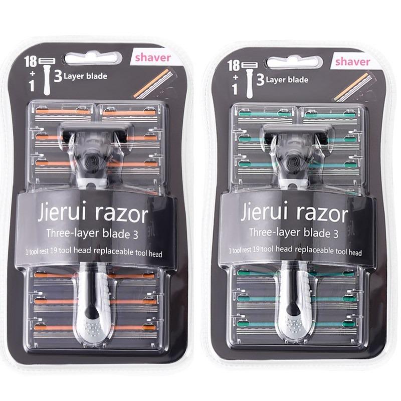 Three Layer Manual Shaver Blade Old-fashioned Practical Shaver Blade Men's 1 Knife Holder 19 Blade Heads
