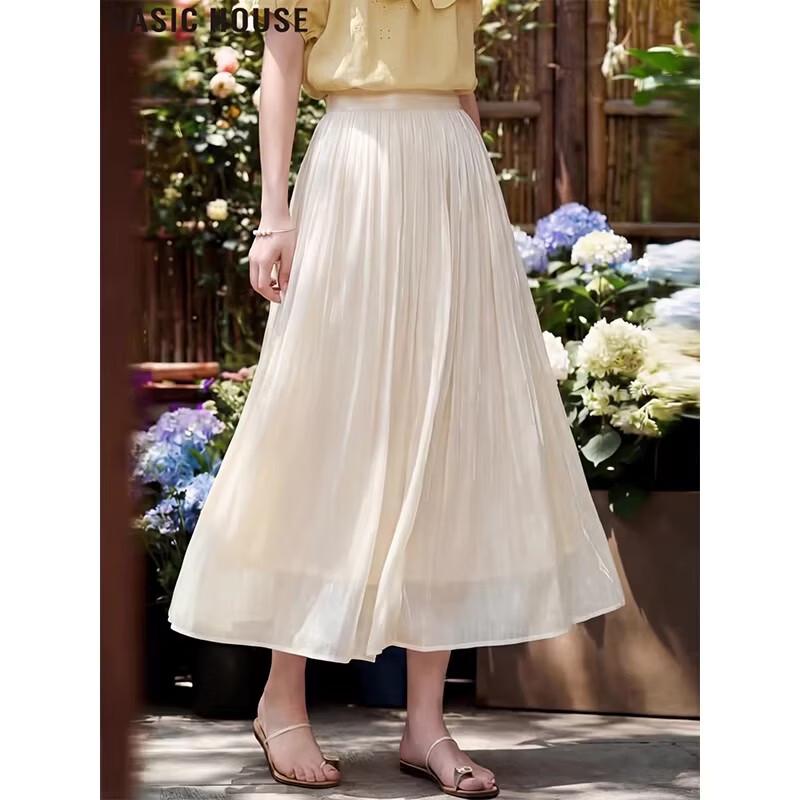 Basic House Damen Netz Falten Midi Rock