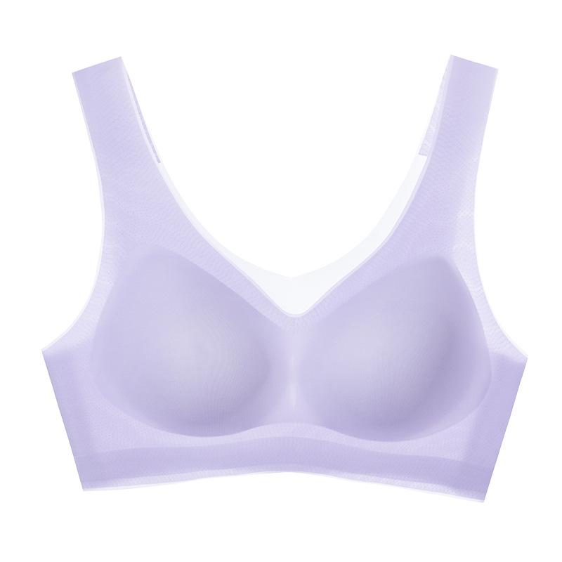 

Cloud seamless bra, large chest, small sports vest type, no steel ring, large size, beautiful back, comfortable bra - 2xl(recommended weight 57.5-65kg ) фіолетовий
