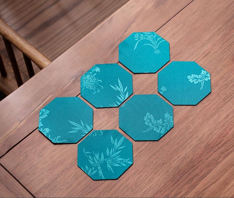 Chinese Vintage Tie-Dye Fabric Tea Coasters Heat-Resistant Mats Teacups Tea Tables Tea Ceremony Anti-Scalding Table Mats