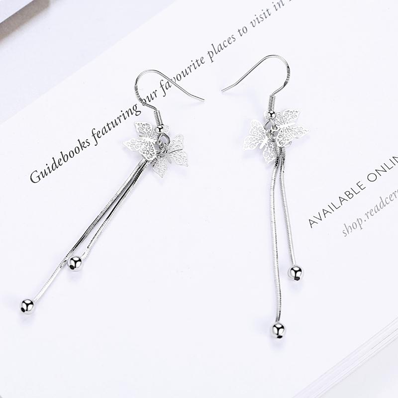 Womens Vintage Korean Fashion Elegant Anti-allergy 925 Silver Plated Mini Simple Ear Hook Earrings Female Long Ear Jewelry Gifts