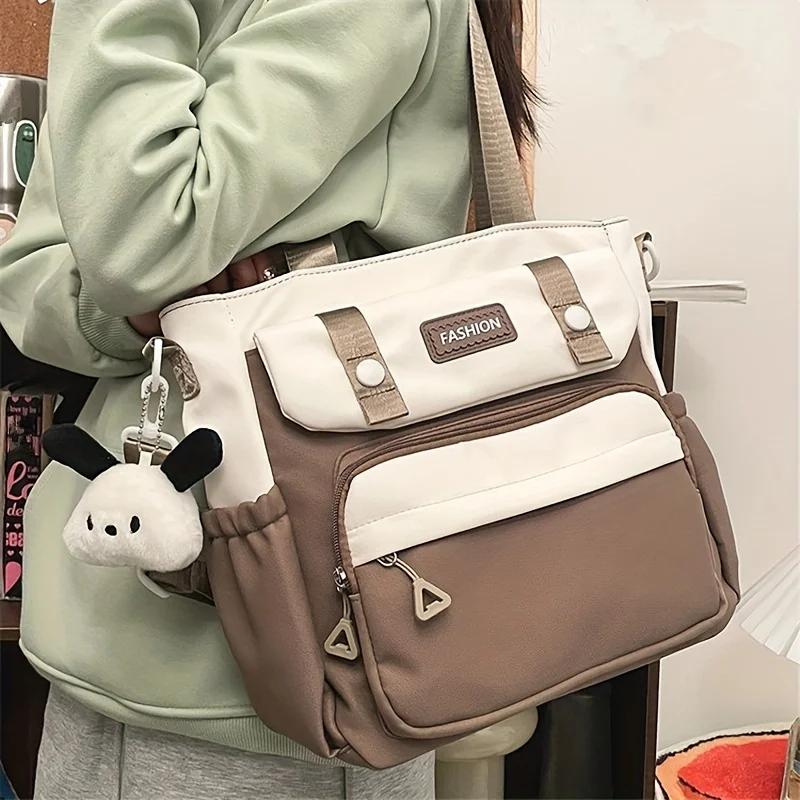 Chic Vintage-Inspired Canvas Tote Bag for Women - Waterproof, Adjustable Strap, Large Capacity Crossbody & Shoulder Handbag