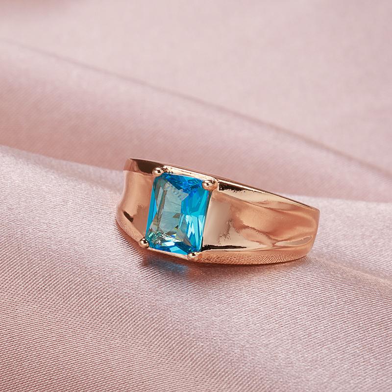 Dámský prsten Kinel Blue Square Zirkon Rose Gold Barva