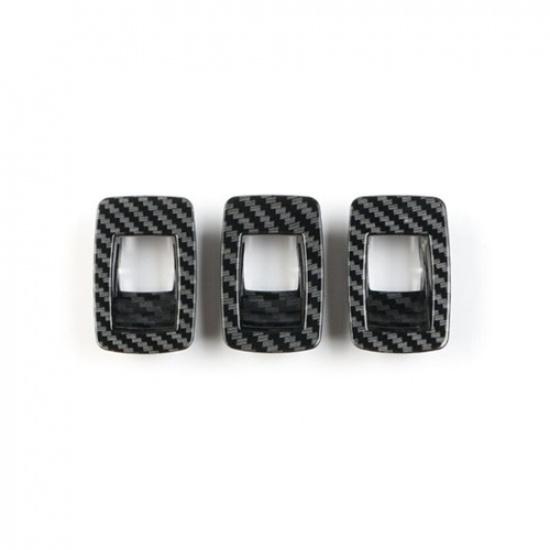 3x ABS Carbon Fiber Car Passenger Door Window Lift Button Frame For BMW 3 E90 E7