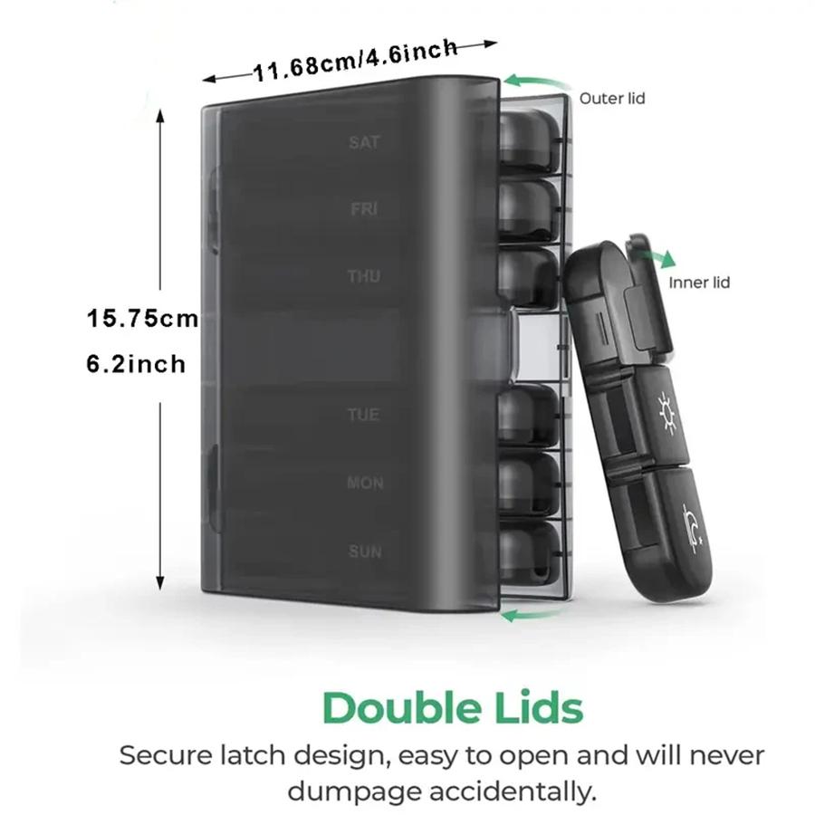 Krabička na pilulky Organizér na 7 dní 21 mřížek 3krát Jeden den Přenosné cestování s velkými přihrádkami na vitamíny Léky Rybí oleje