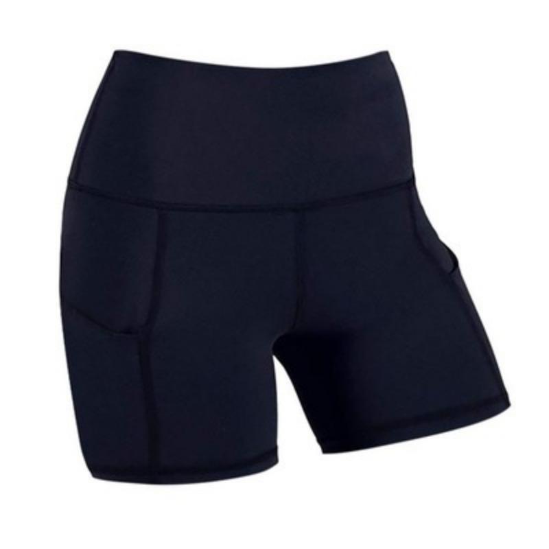 High Waisted Yoga Running Compression Shorts With Side Pockets