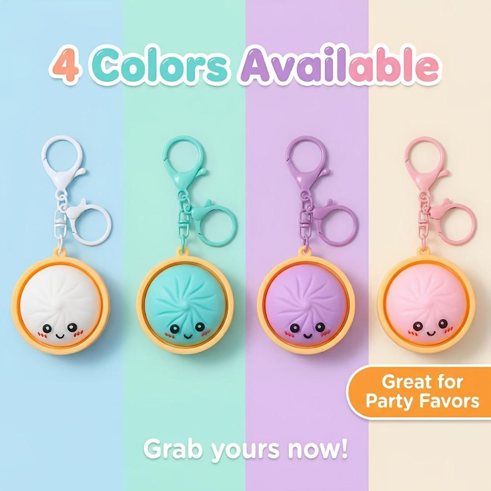 2-24Pcs Colorful 1.81Inch Big Cute Bun Keychain Stress Relief Pendant Party Favor Gift Random Color For Holiday Daily Use