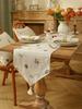 Linen Wheat Fringe Embroidery Pointed Corner Table Flag Rustic Style Table Runner, Kitchen Coffee Table Decoration