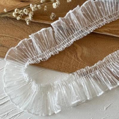 4CM Polka Dot Mesh Pleated Lace Trim for Skirt Decoration, DIY Crafts, or Collar Edging