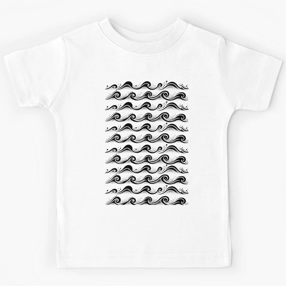 Waves Black and Cream Kids T-Shirt 130