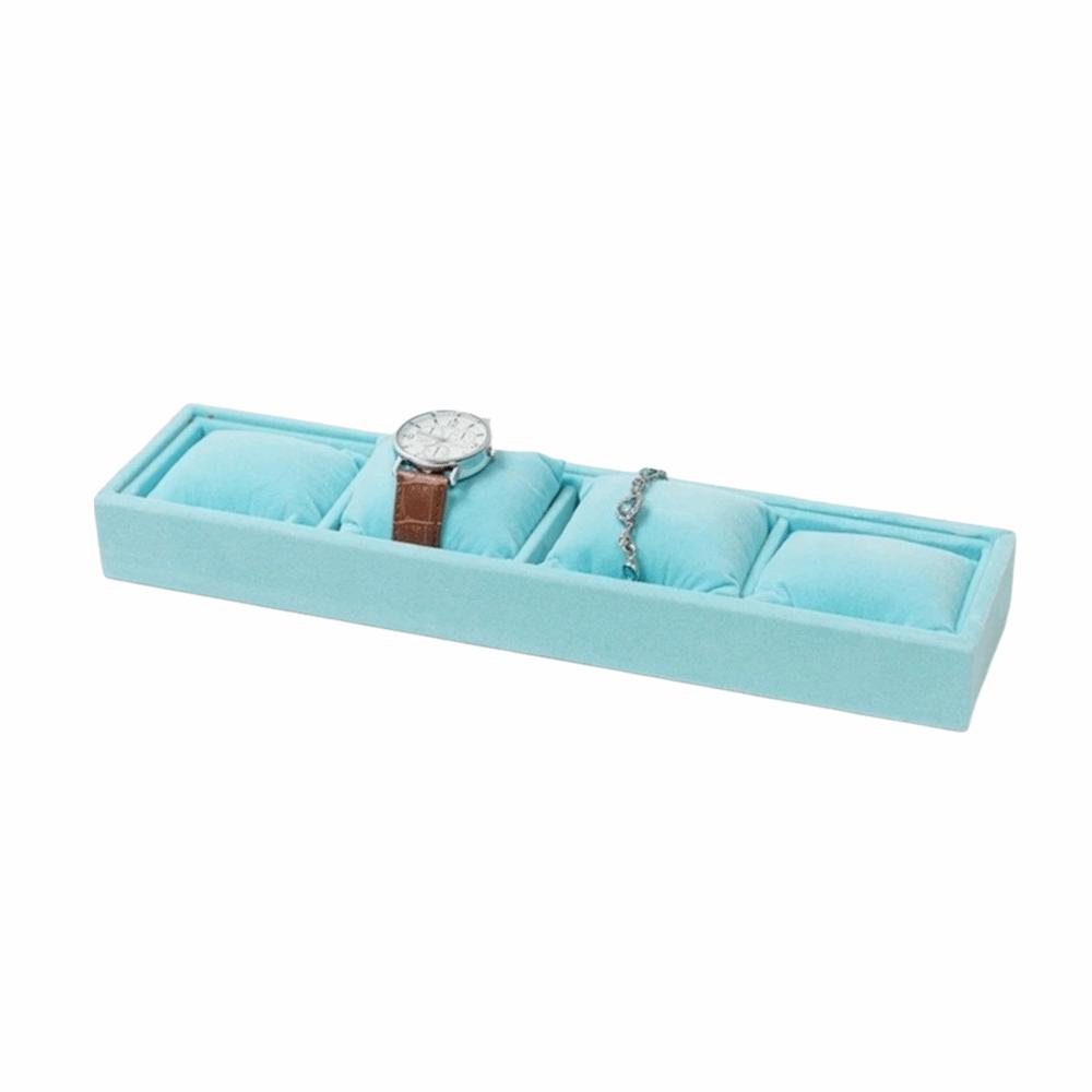 4 Slots Velvet Jewelry Organizer with Soft Pillow Watches Display Holder  Bracelet Bangle Watches